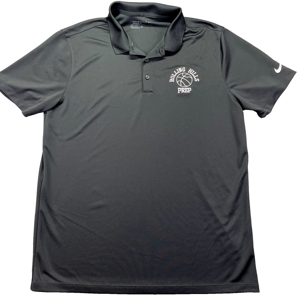 NIKE‎ Dri-Fit Golf Polo Shirt Black Standard Fit Men's Rolling Hills Prep Sz L